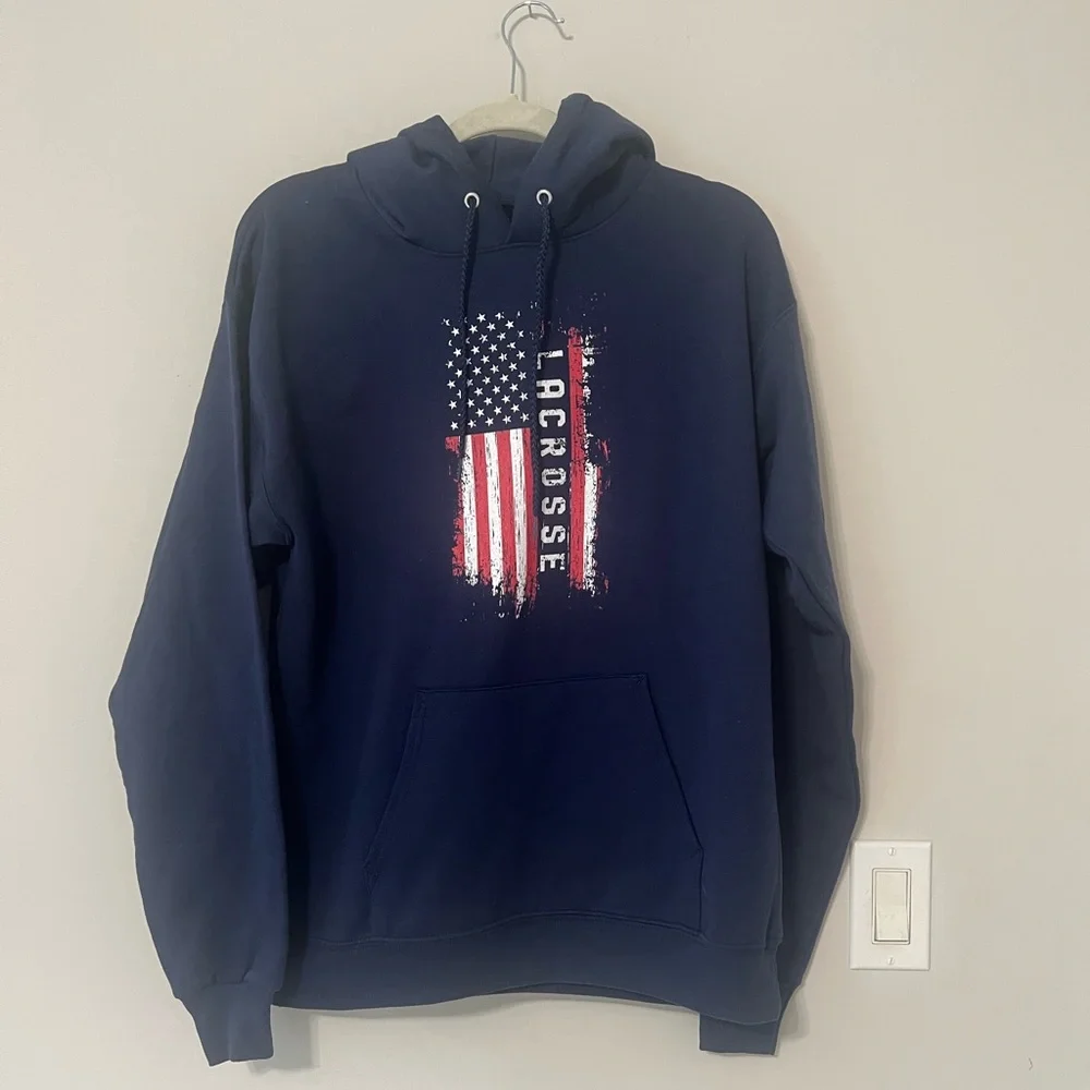 Hanes Blue Lacrosse Hoodie - Picture 3 of 8